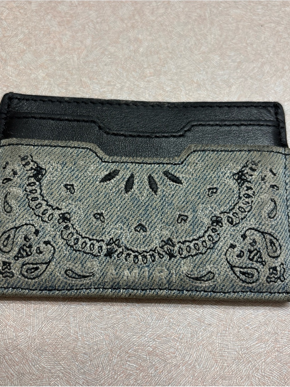 Amiri Bandana Print Leather Cardholder Wallet Denim Minimalist Slim